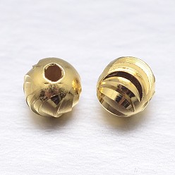 Real 18K Gold Plated Real 18K Gold Plated Round Sterling Silver Beads, Golden, 4mm, Hole: 1.3mm, about 185pcs/20g