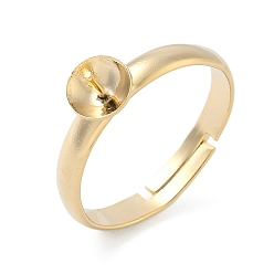 Настоящее золото 24K Регулируемые латунные колышки-штифты для полусверленных бусин, пустое основание кольца, стойки покрытие, долговечный, без свинца и без кадмия, реальный 24 k позолоченный, размер США 7 1/4 (17.5 мм), лоток : 6 мм, штифты : 0.8 мм