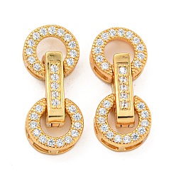 Настоящее золото 18K 925 Складчатые застежки из стерлингового серебра с микропаве из прозрачного кубического циркония, кольцо, реальный 18 k позолоченный, 16 мм, отверстие : 1.5 мм