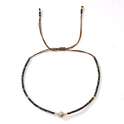 Черный Женские браслеты из бисера и стеклянных бусин в богемном стиле, плетеные вручную, колонка, с природных драгоценных камней, чёрные