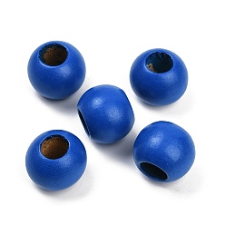 Синий Спрей окрашены деревянные европейские бусины, круглые, бусины с большим отверстием, синие, 19~20 мм, отверстие : 9~9.5 мм