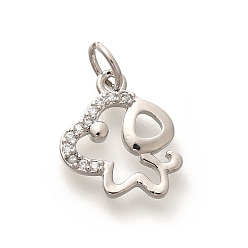 Собака Стойка металлическая латунная микропрофилированная кубическая циркония подвески, долговечный, без свинца и без кадмия, знаки зодиака амулеты, с целью перехода в кольце, собака, 12x12x2 мм