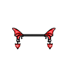 Черный 304 Кольца для сосков из нержавеющей стали, пирсинг соска штифт, сердце, чёрные, 19 мм, штифты : 1.6 мм