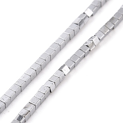 с Платиновым Покрытием Гальванические немагнитная синтетический гематит бисер пряди, кубические, с покрытием платиным, 1.5x1.5x1.5 мм, отверстие : 0.5 мм, около 257~260 шт / нитка, 15.59~15.75 (39.6~40 см)