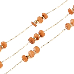 Шоколадный Ионное покрытие (ip) 316 цепочки из хирургической нержавеющей стали со скрепками, с натуральными раковинами, плоско-круглые, реальный 18 k позолоченный, несварные, цвет шоколада, 1.5x0.5x0.1 мм