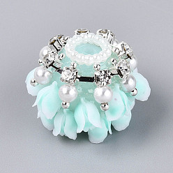 Светло-голубой Акриловые стразы из смолы и АБС-пластика, имитация жемчуга, круглая с цветком, для изготовления бисерных ручек, светло-голубой, 18.5~19x24.5~27x24.5~27 мм, отверстие : 2~2.5 мм