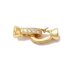 Настоящее золото 18K Латунное микропейв, прозрачный кубический цирконий, складные застежки, без кадмия, без никеля и без свинца, реальный 18 k позолоченный, 20 мм, отверстие : 4 мм