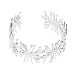 Platin Farbe Armreifen mit Blumenmuster aus Eisen für Damen, Platin Farbe, Innendurchmesser: 2.36 Zoll (6 cm)