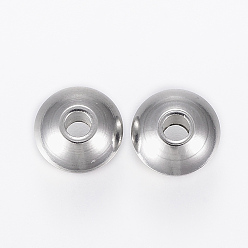 Нержавеющая Сталь Цвет Устойчивы к потускнению 201 разделительные бусины из нержавеющей стали, диск, цвет нержавеющей стали, 7x3.5 мм, отверстие : 2 мм