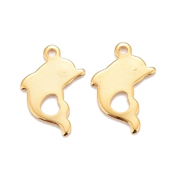 Echt 24 k vergoldet 201 Edelstahl Reize, Delphin, echt 24 k vergoldet, 16.5x11.5x0.8 mm, Bohrung: 1 mm