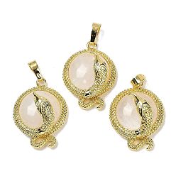 Хрусталь Подвески из натурального кварцевого кристалла плоской круглой формы из латуни, стойки покрытие, без кадмия и без свинца, золотые, 29.5x21.5x9.5~11 мм, отверстие : 7.5x4.5 мм