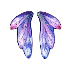 Розовато-лиловый 2шт. подвески из прозрачной эпоксидной смолы, крыло, золотой фольгой, розовато-лиловый, 41.5x19x2 мм, отверстие : 1.2 мм