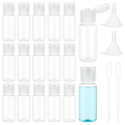Clear 50Pcs Plastic Flip Top Cap Bottles, with 5Pcs Plastic Dropper & 2Pcs Funnel Hopper, Clear, 8.15x2.95cm, Capacity: 30ml(1.01fl. oz)