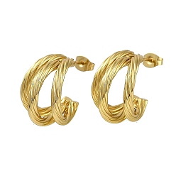 Золотой Вакуумное покрытие pvd 201 серьги-гвоздики из нержавеющей стали для женщин, с 304 штифтов из нержавеющей стали, луна, золотые, 20x14 мм