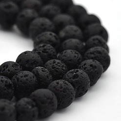Lava Rock Natural Lava Rock Round Bead Strands, Lava Rock, 4mm, Hole: 1mm, about 94pcs/strand, 15.7 inch