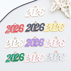 (52) Непрозрачная лаванда 10 шт. Подвески из сплава эмали, номер 2026 очарование, золотой свет, разноцветные, 18x36x1 мм, отверстие : 3 мм