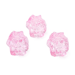Бледно-Розовый Стеклянные бусины, лиса, розовый жемчуг, 20x19x15 мм, отверстие : 1.2 мм