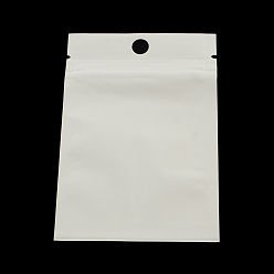 White Pearl Film Plastic Zip Lock Bags, Resealable Packaging Bags, with Hang Hole, Top Seal, Self Seal Bag, Rectangle, White, 25x16cm, inner measure: 21x14.5cm