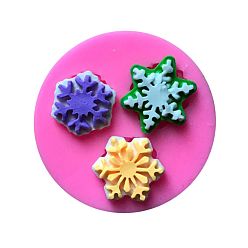 Pink Food Grade Silicone Molds, Fondant Molds, For DIY Cake Decoration, Chocolate, Candy, UV Resin & Epoxy Resin Jewelry Making, Snowflake, Pink, 55x10mm