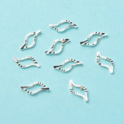 925 Sterling Silver Plated Brass Linking Rings, Long-Lasting Plated, Cadmium Free & Lead Free, Wave, 925 Sterling Silver Plated, 10x4x1mm, Inner Diameter: 6x2mm