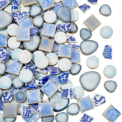 Cornflower Blue 500G 4 Styles Handmade Porcelain Cabochons, Mixed Shapes, Cornflower Blue, 12.5~40x10.5~40x5.5~7mm, 125g/style