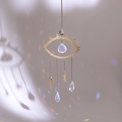 Золотой Стеклянный ловец солнца для окон радуга производитель, подвесные украшения в виде глаз из металла, для украшения дома и улицы, золотые, 280 мм