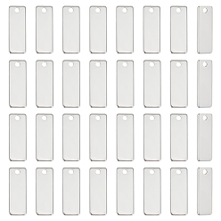 Нержавеющая Сталь Цвет 80 шт. 304 штампованные пустые бирки из нержавеющей стали, прямоугольные, цвет нержавеющей стали, 25x9x1 мм, отверстие : 2.5 мм