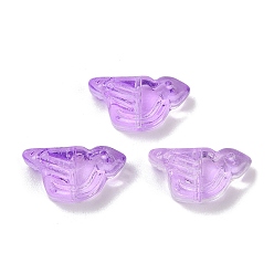 Средняя Орхидея Прозрачные стеклянные бусины, птица, спекающийся лак, средне орхидеи, 10x20x8 мм, отверстие : 1.2 мм