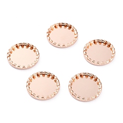 Rose Gold 304 Stainless Steel Cabochon Settings, Lace Edge Bezel Cups, Flat Round, Rose Gold, 17x2mm Tray: 14mm