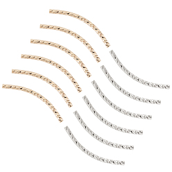 Mixed Color 40Pcs 2 Colors Brass Tube Beads, Long-Lasting Plated, Curved Beads, Tube, Mixed Color, 25x1.5mm, Hole: 0.8mm, 20pcs/color