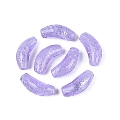 Lilac Handmade Lampwork Beads Strands, Curved Tube, with Silver Powder, Lilac, 26~29x9~11mm, Hole: 1.4~3.5mm, about 20pcs/strand, 20.08~21.26 inch(51~54cm)