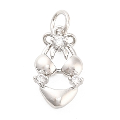 Платина Латунные микро проложить кубического циркония подвески, бикини, долговечный, стойки покрытие, без свинца и без кадмия, с целью перехода в кольце, платина, 16.5x9.5x3.5 мм