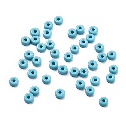 Темно-бирюзовый Непрозрачные акриловые бусины, плоско-круглые, темные бирюзовый, 4x1.8 мм, отверстие : 1.2 мм