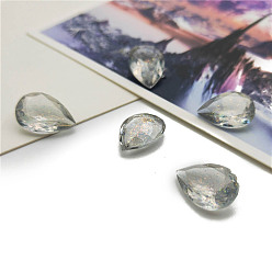 Темно-Серый Заостренные назад кабошоны из каменного камня, граненые, слеза, темно-серый, 14x10 мм, 40 шт / комплект