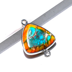 Оранжевый Окрашенная натуральная императорская яшма треугольные звенья соединительные подвески, платина, оранжевые, 35x18x7 мм