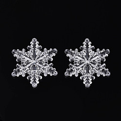 Прозрачный Рождественские прозрачные акриловые многожильные звенья, снежинка, с четырьмя отверстиями, прозрачные, 45.5x40x6 мм, отверстие : 1.8 мм, Около 119 шт / 500 г