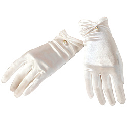 Снежный Атласные перчатки для невесты, с пластиковой имитацией жемчуга, снег, 235x82x4 мм