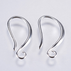 Platinum Brass Earring Hooks, with Horizontal Loop, Long-Lasting Plated, Lead Free & Cadmium Free, Platinum, 21x10x1.5mm, Hole: 2mm, 18 Gauge, Pin: 1mm