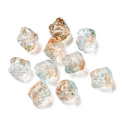 Бледно-бирюзовый Выпечка расписные прозрачные стеклянные бусины, градиент цвета, лев, бледные бирюзовая, 11.5x11x9.5 мм, отверстие : 1.2 мм