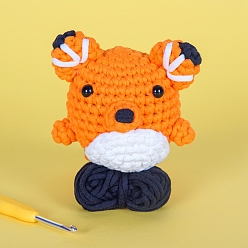 Лиса Наборы для вязания своими руками анимал для начинающих, включая крючок для вязания, иглу и пряжу, начинка, инструкции, маркер стежка, рулетка, лиса, 25x18.5x9 см