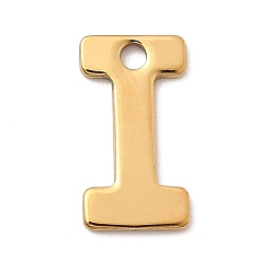 Letter I 304 прелести нержавеющей стали, письмо амулеты, ионное покрытие (ip), реальный 18 k позолоченный, Буква "i", 11x6x0.8 мм, отверстие : 1.2 мм