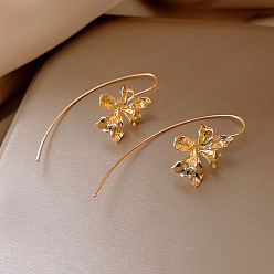 Золотой Сплав мотаться серьги, цветок, золотые, 55x30 мм