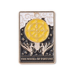 Желтый Подвески из сплава , золотой свет, Таро прелести, колесо фортуны, желтые, 28x19x1.5 мм, отверстие : 2 мм