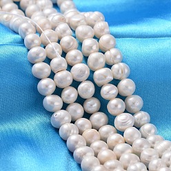 White Natural Cultured Freshwater Pearl Beads Strands, Idea for Mother's Day Gift, Potato, White, 7~8mm, Hole: 1mm, about 50pcs/strand, 14.17 inch(36cm)