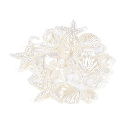 Кремово-белый Бусины из искусственного жемчуга из АБС-пластика с океанской тематикой, разнообразные, Топ пробуренной, кремово-белые, 13.5~27x11.5~28.5x3~7 мм, отверстие : 1.6~1.8 мм, Около 1111 шт / 500 г