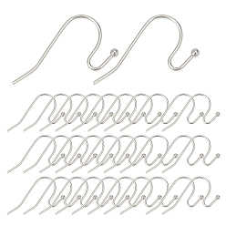 Stainless Steel Color 304 Stainless Steel Earring Hooks, Ear Wire, Stainless Steel Color, 22x12x0.8mm, 20 Gauge, Pin: 0.8mm, 100pcs/box