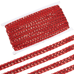 Красный Металлизированная кружевная отделка, полиэстеровая кружевная лента «сороконожка» с пайетками, для рукоделия шитья, аксессуары для одежды, красные, 1/2 дюйм (12.5 мм), около 14.22 ярдов (13 м) / шт