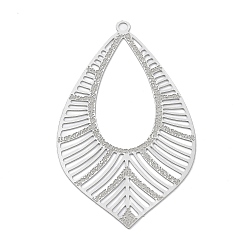 Нержавеющая Сталь Цвет Не тускнеет 304 большие подвески из нержавеющей стали, гравированные металлические украшения, очарование слезы, цвет нержавеющей стали, 52x30.5x0.3 мм, отверстие : 1.8 мм