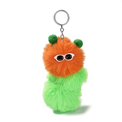 Dark Orange Cute Plush Cloth Worm Doll Pendant Keychains, with Alloy Keychain Ring, for Bag Car Key Pendant Decoration, Dark Orange, 18cm