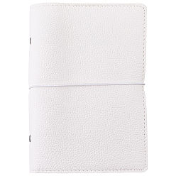 White Rectangle PU Leather 6-Ring Binder Planner, Refillable Organizer with Card Slots, White, 170~186x98~125x0.1~27mm
